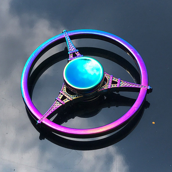 Metallisk Färgglad Legering Fingertopp Gyro Fingerrotation Användbar Verktyg för Tryckreducering Colorful Eiffel Tower 131