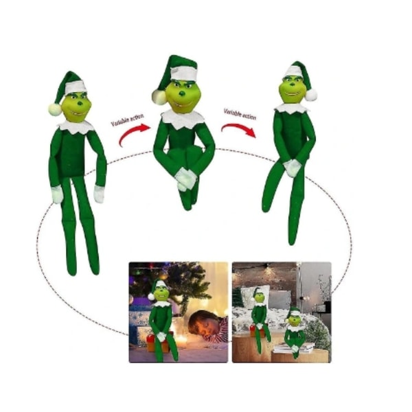 Christmas Grinch Elf Doll Snoop On The Stoop Xmas Grinch Party Dekorationer Green
