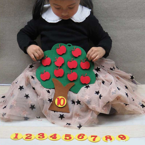 Apple Tree Match Digital Lärleksak Icke-vävd Pussel Leksak Kindergarten Barn Matematik Leksak