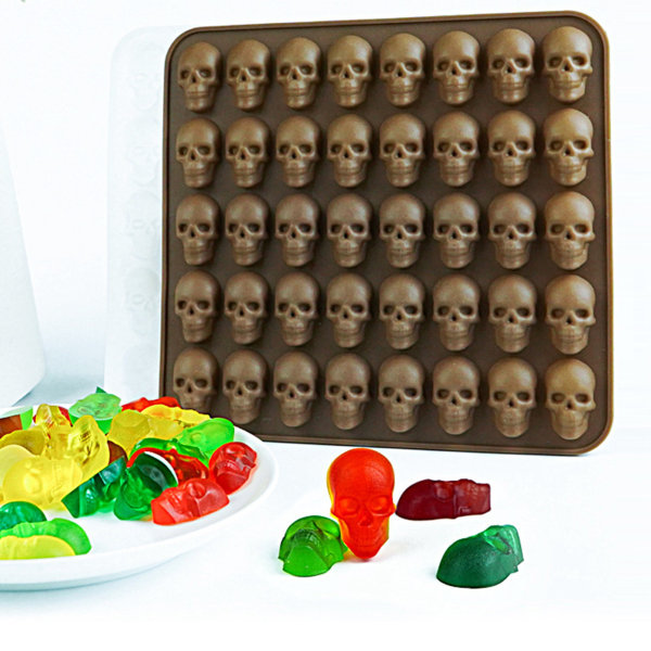 Gummy Skull Candy Forms Silikon for god, gel, brun