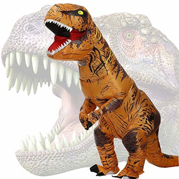 JASHKE Dinosaur Dräkt Uppblåsbar Dräkt Trex Kostym Snygg klänning Halloween Kostym Vuxen 1