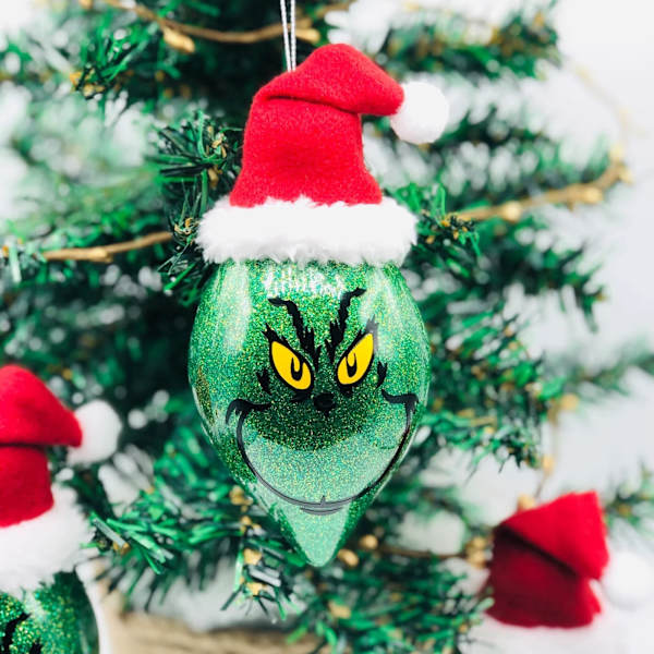 Grinch med tomteluva Juldekorationer Grinch Blinkande Dekoration Julgranshänge 1