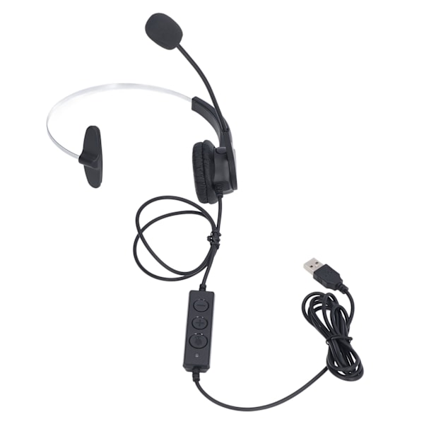 USB-headset med støydemping, justerbart volum, hodebånd, enkel øretelefon med ledning, datamaskinhodetelefon med mikrofon for kontor