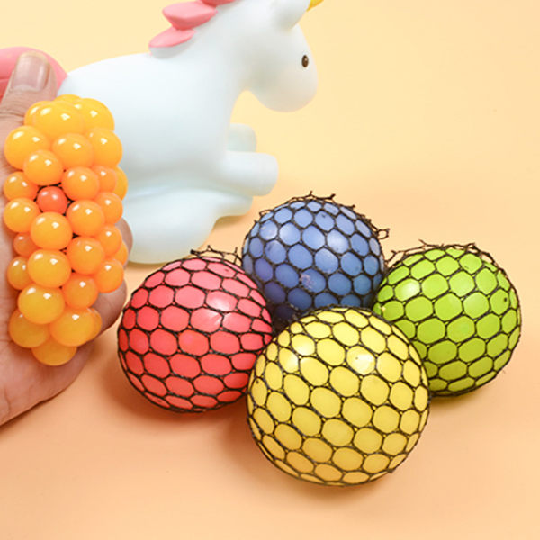 Fancy Squishy Mesh Ball Stress Relief Press Grape Balls Hand Fidget Toy Sensorisk rolig leksak