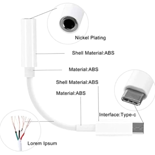 USB-C till 3,5 mm-adapter (för Samsung S20 S21) hörlurar