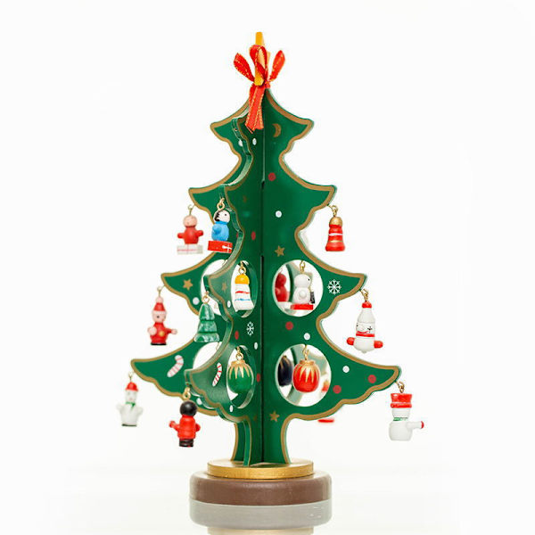 2 st Mini Julgranar i Trä för Skrivbord