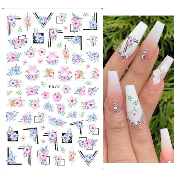 8 Ark Blå Fjäril 3D Nagelkonst Dekaler för DIY