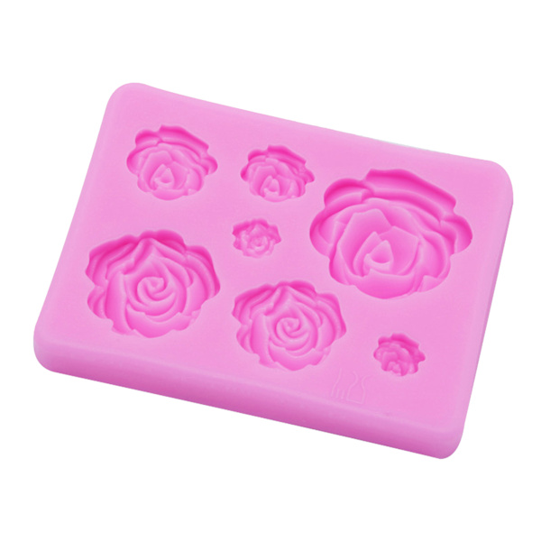 Rose Blomster Silikonforme, Chokoladebageforme lyserød