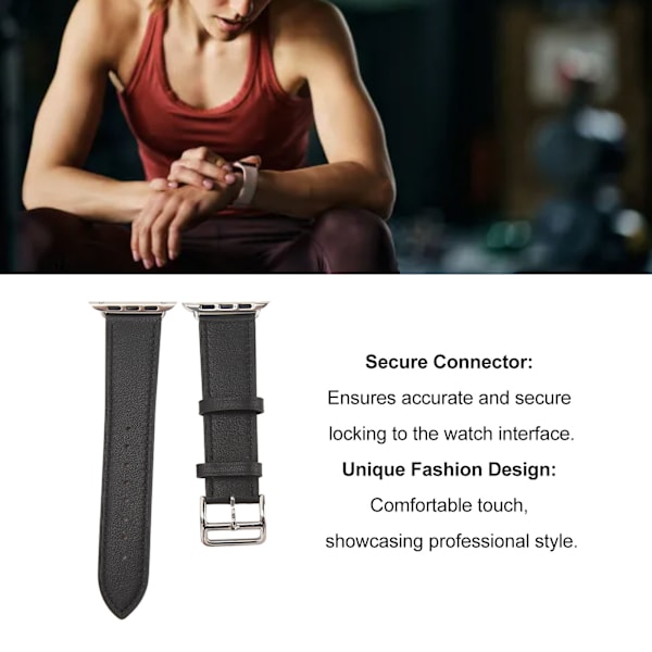 Smartwatchband, Armband i Läder, Smartwatchtillbehör för IOS Watch Series SE 8 7 6 5 4 3 2 1 42mm 44mm 45mm Svart