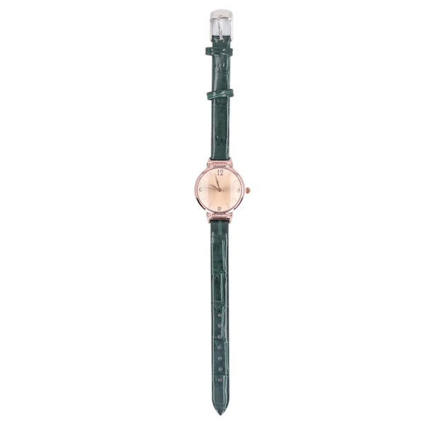 Minimalistisk Klocka för Kvinnor, Ultratunn Läderrem, Casual Mode Armbandsur, Damklockor, Enkel Klänning, Kvarts Analog Grön