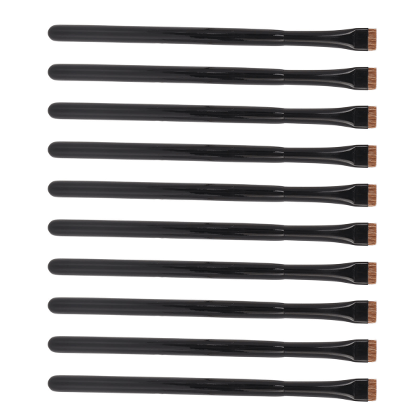 10pcs Flat Head Eyeliner Brush Professional Ultra Thin Soft Hair Brow Liner Brush Eye Makeup Tool