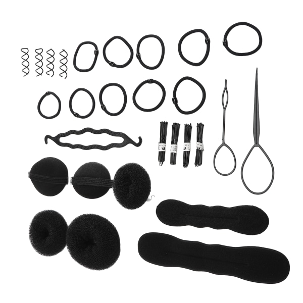 Hårbulleformare Set Stift Elastiska Band Hår Donut Bulle Maker Frisörverktyg Set för Vuxna Barn