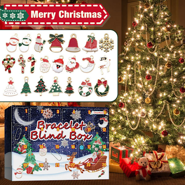 Jule-Adventskalender DIY Armbånd Blind Box Nedtælling 24 Rudes Kalender Klokke Tilbehør Overraskelse Blind Box A