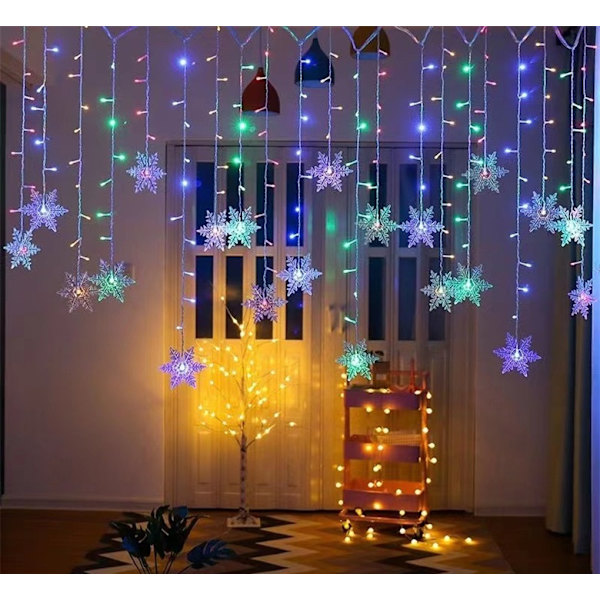LED-Lumikiteen Verhovalot Joulukoriste Jäänauhavalo Ikkunan Koristevalo Color 4x0.7M