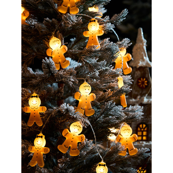 LED Pepparkaksgubbe Ljuskedja Juldekoration Julgransdekoration 1.5M10led Battery