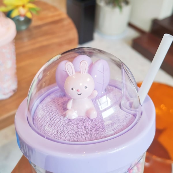 Vanflaske med sugerør drikkeflaske 550ML rosa