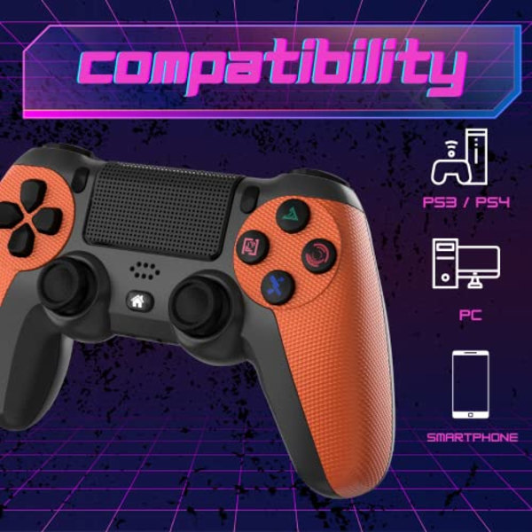 NK Trådløs Controller til PS4/PS3/PC/Mobil, 6-akset Detektorfunktion, LED-lys, Touchscreen orange
