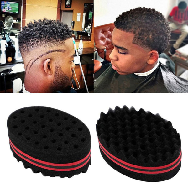 2 stk hårsvamp til krøller Mænd Kvinder Børn Barber Hårbørste Svamp Dreads Låsning Twist Afro Curl Coil Wave Hårplejeværktøj