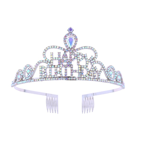 Hodeplagg for kvinner med krystaller, krystall- og rhinestone-bryllupshodeplagg med kamkrone, bursdagsprinseessedesign A05# White K All AB
