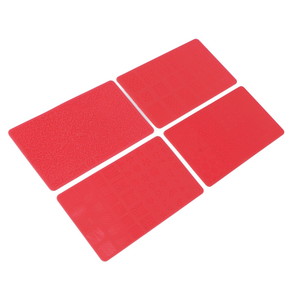 4 stk 3D Relief Negletryksskabelon Salon DIY Blød Silikon Negleudskæringsskabelon Form Neglekunstværktøj