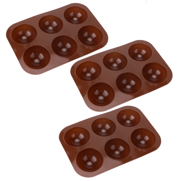 3 stk. 6 Huller Silikon Bageform Halvkugle Chokolade Bombe Form til Kage Pudding