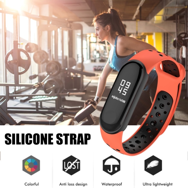 Silikonarmband för Fitness och Sport - Ersättningsband för Klocka - Bekvämt, Hållbart, Tvåfärgat Armband för handleden - Kompatibelt med Mi Band 5