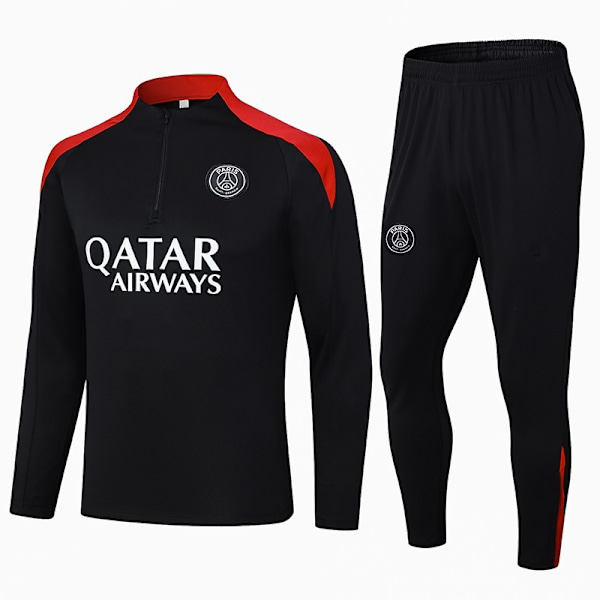 2425 Fotbollsträningsdräkt Real Madrid Långärmad Vuxen Set Höst/Vinter Paris Black Red L