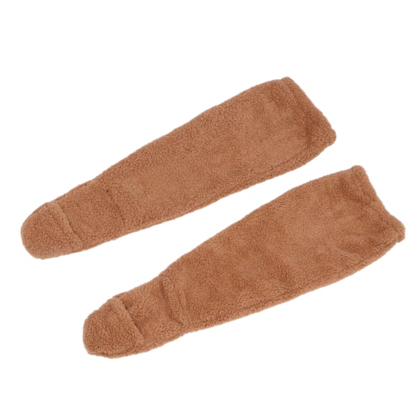Overknees Fuzzy Sokker Vinter Hjem Sove Myke Tykke Pustende Plysj Strømper Beinsvarmer Brun