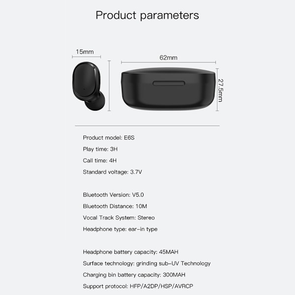 Trådlösa hörlurar TWS Bluetooth 5.0 Hörlurar Headset LED