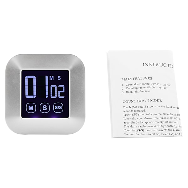 Stor LED-skærm Køkken Timer Elektronisk Touch Screen Digital Timer