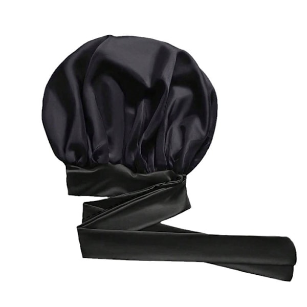 2 st. Båge-sidenband duschmössa, sovhuva, bred kant hög elasticitet hårvårdsmössa black One size