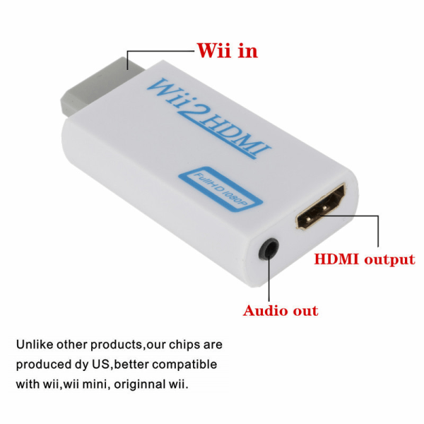 Wii till HDMI HD-konverterare Spelvärd Wii till HDMI HD-adapter Wii2hdmi White