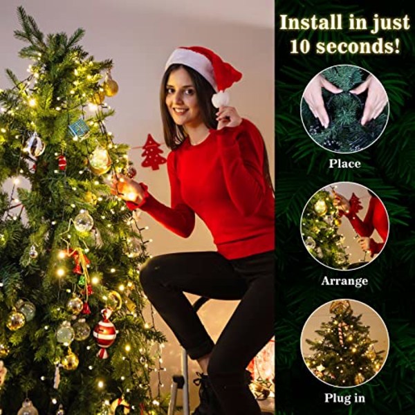Helposti asennettava joulukuusivalaistus, Elktry [timanttimuotoinen] 2x10-rivinen 400LEDs Xmas Fairy Lights Power 1