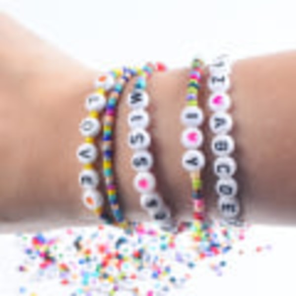 DIY Perleboks Sæt Bogstavperler Multifarvet  DIY Armbånd Halskæde Tilbehør 2