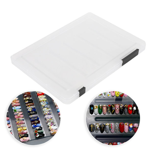 Stor Kapacitet Falske Negletips Visningsboks Transparent Neglekunst Visning Displayboks Sort