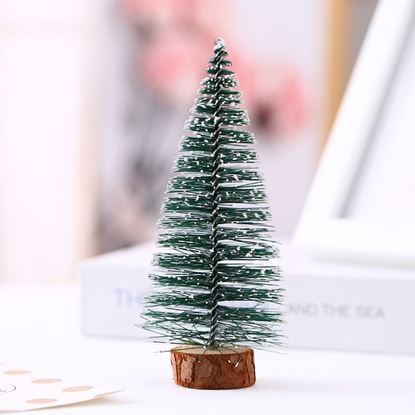 Juletræspynt med lys, tårnformet, flocket sne fyrretræ, bordpynt, juledekorationer Tree-15cm [without Lights]]