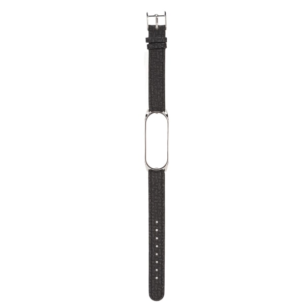 Watch i läder, snabbkoppling , armband i läder i flätat mönster med metallspänne för Xiaomi Mi Band 6 (svart silver)