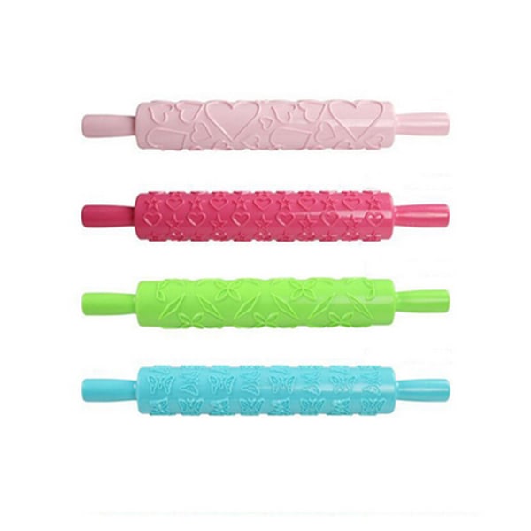 Plastvalsad kavel med non-stick yta, bärbar, präglad, för fondant, bakverk, tårtdekorering