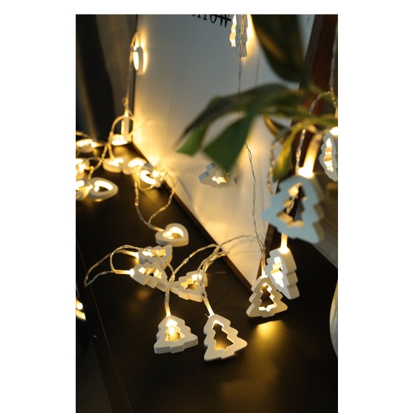 Joulukoriste Antiikki Pieni Valoketju Led Puinen Ripustettava Joulukuusi Lamppu Valoketju Four-Color Five-Pointed Star 1.5M10led