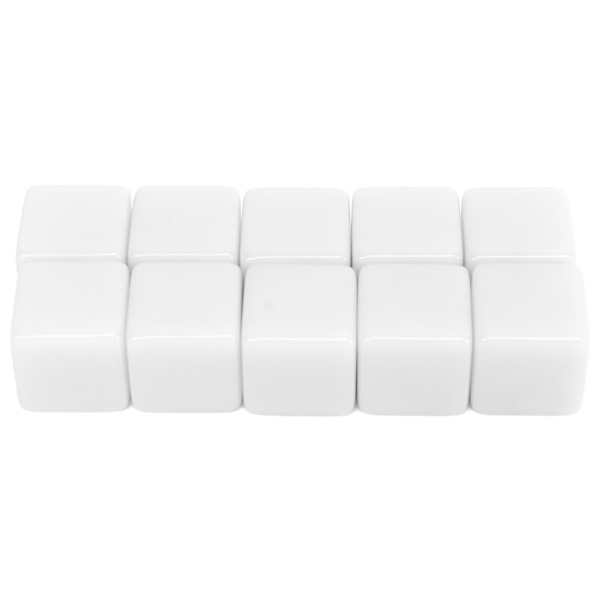 30 stk 16mm Terninger Sett Seks-Siders Blanke Terninger Skriv På Kuber Spill for Matematikk Undervisning Utdanning Hvit