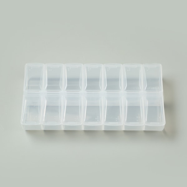 14-ruts dubbelrads förpackning bärbar medicinförvaring Transparent Small without Words
