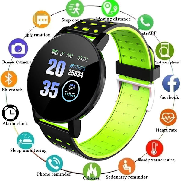 119plus smart armband med pulsmätning smartwatch red