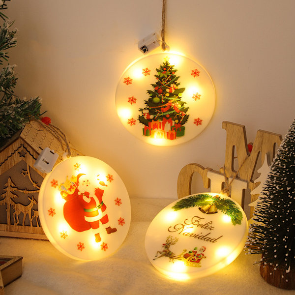 Joulupukki Koristevalot Joulukuusi Ripustus Joulufestivaali Kiinnike Koriste Valoketju Warm White Reindeer 12 * 12cm