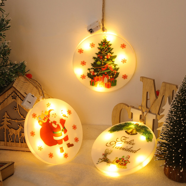 Julemanden dekorative lys Juletræ Pendant Christmas Festival Fastener Dekoration Lighting Chain Color Reindeer 12 * 12cm