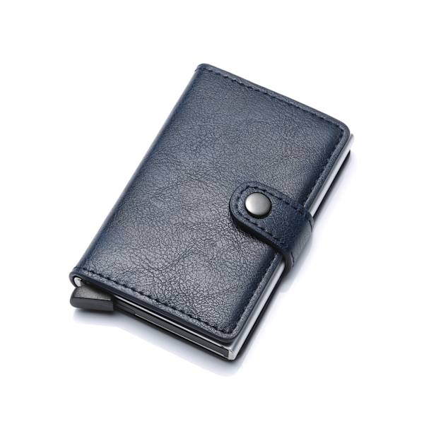 RFID-kortplånbok i läder med klämma för män, stöldskyddande borste Treasure Blue