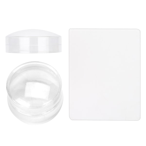2 stk Silikone Nail Art Seal Stempel med skraber Nail Art Decoration Tool Kit (gennemsigtig hvid)