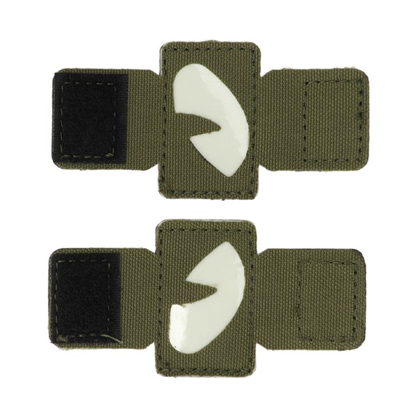 2-pack Katthögögonlapp Reflexiva Hög & Låg Design Canvas Luminous Katthögögonlapp för Hattar Uniform Ryggsäck Utomhusaktiviteter Nattkörning Militärgrön