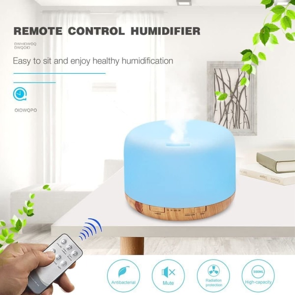 LED Decdeal Aroma diffusor med fjärrkontroll 500 ml luftfuktare