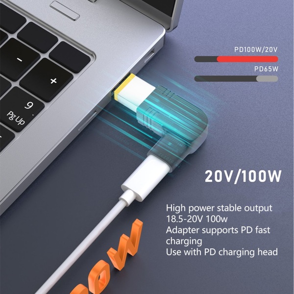 Typ C Hona till 7,9 mm Adapter Stödjer Upp till 100W Typ C PD Snabbladdningsadapter för Laptop