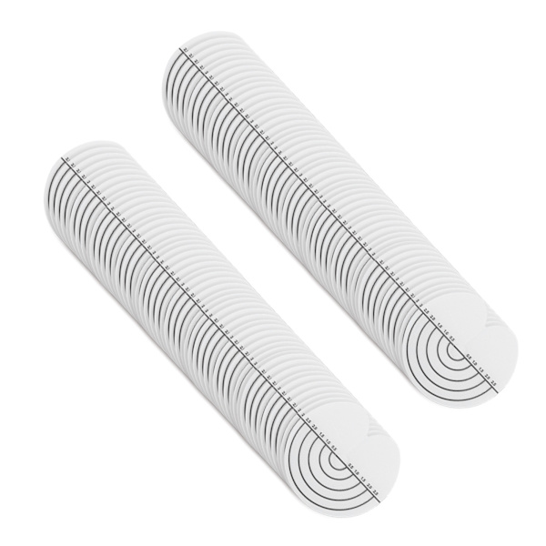 100 st Hårvärme Skyddsskydd med Skala Enkelt Hål PVC Klar Fusion Limskydd Hårförlängningsverktyg för Hår